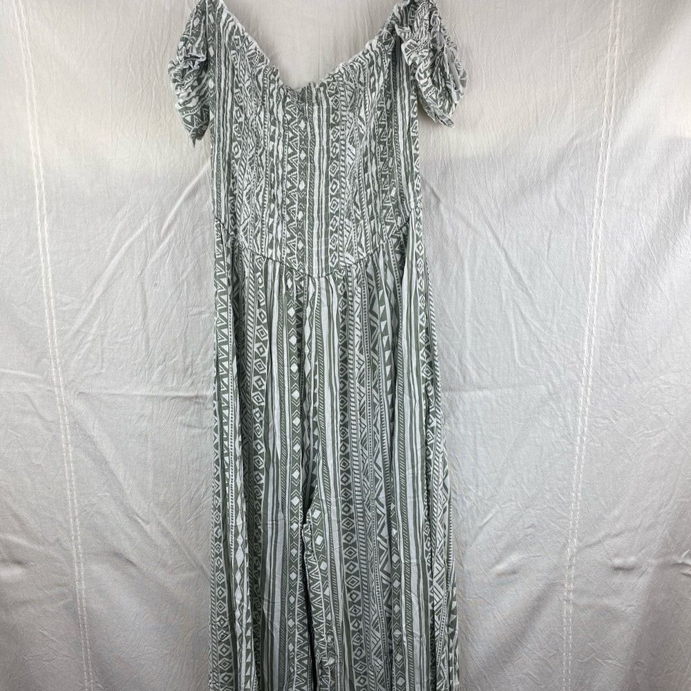 NWT Salty Lemon Jumpsuit Green White‎ Geometric Print Size Small
